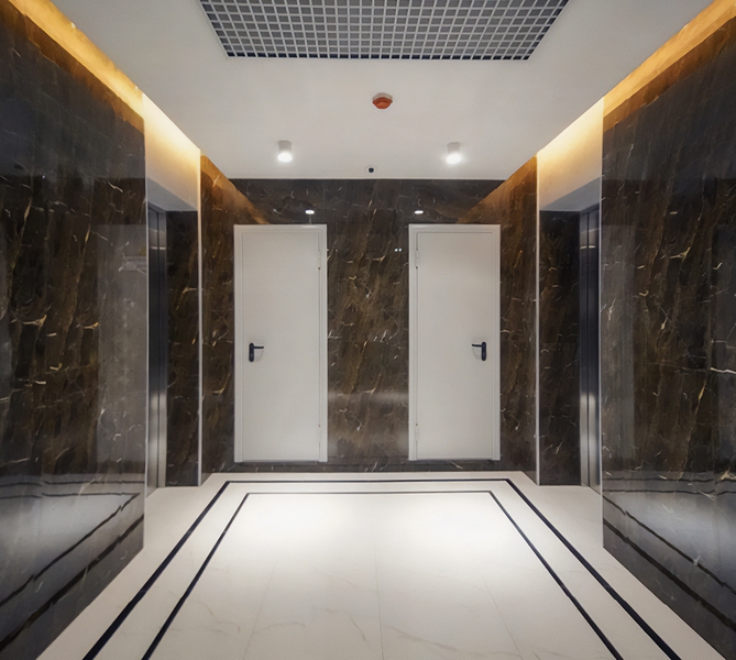 Однопольные двери в лифтовых холлах Однопольные двери в лифтовых холлах