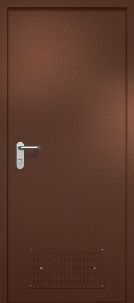 Однопольная противопожарная дверь EI-60 с вентиляцией, окрас по RAL 8016 Однопольная противопожарная дверь EI-60 с вентиляцией, окрас по RAL 8016