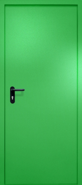 Однопольная противопожарная дверь EI-60, окрас по RAL 6037 Однопольная противопожарная дверь EI-60, окрас по RAL 6037