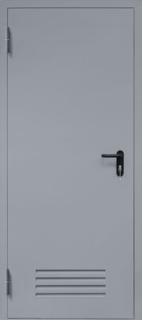 Однопольная противопожарная дверь EI-60 с вентиляцией, окрас по RAL 7001 Однопольная противопожарная дверь EI-60 с вентиляцией, окрас по RAL 7001
