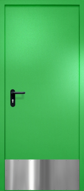 Однопольная противопожарная дверь EI-60 с отбойником, окрас по RAL 6037 Однопольная противопожарная дверь EI-60 с отбойником, окрас по RAL 6037