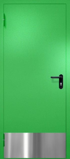 Однопольная противопожарная дверь EI-60 с отбойником, окрас по RAL 6037 Однопольная противопожарная дверь EI-60 с отбойником, окрас по RAL 6037