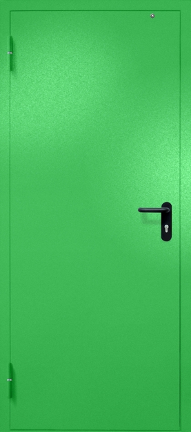 Однопольная противопожарная дверь EI-60 с электромагнитным замком, окрас по RAL 6037 Однопольная противопожарная дверь EI-60 с электромагнитным замком, окрас по RAL 6037