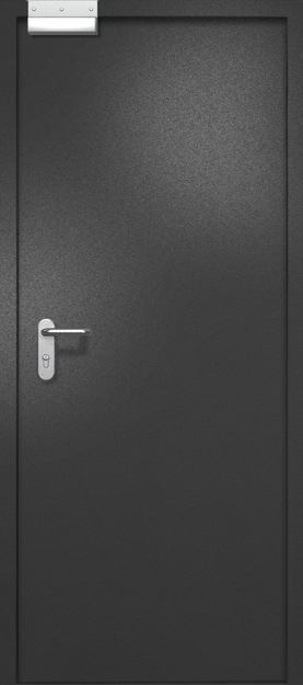 Однопольная противопожарная дверь EI-60 с электромагнитным замком, окрас по RAL 9004 Однопольная противопожарная дверь EI-60 с электромагнитным замком, окрас по RAL 9004