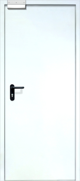 Однопольная противопожарная дверь EI-60 с электромагнитным замком, окрас по RAL 9003 Однопольная противопожарная дверь EI-60 с электромагнитным замком, окрас по RAL 9003