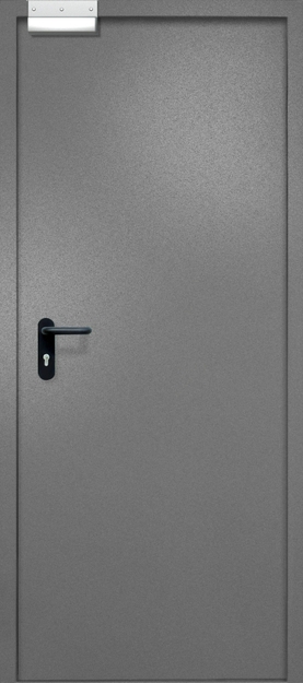 Однопольная противопожарная дверь EI-60 с электромагнитным замком, окрас по RAL 7001 Однопольная противопожарная дверь EI-60 с электромагнитным замком, окрас по RAL 7001