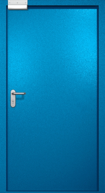 Однопольная противопожарная дверь EI-60 с электромагнитным замком, окрас по RAL 5002 Однопольная противопожарная дверь EI-60 с электромагнитным замком, окрас по RAL 5002