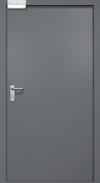 Однопольная противопожарная дверь EI-60 с электромагнитным замком, окрас по RAL 7001 Однопольная противопожарная дверь EI-60 с электромагнитным замком, окрас по RAL 7001