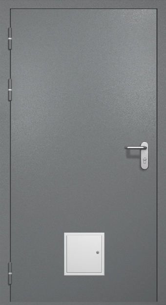 Однопольная противопожарная дверь EI-60 со стыковочным узлом снизу, окрас по RAL 7001 Однопольная противопожарная дверь EI-60 со стыковочным узлом снизу, окрас по RAL 7001