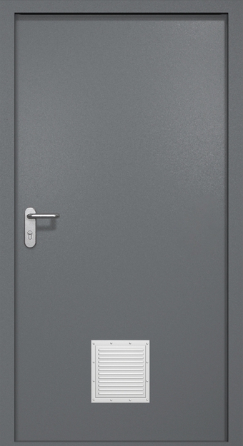 Однопольная противопожарная дверь EI-60 со стыковочным узлом снизу, окрас по RAL 7001 Однопольная противопожарная дверь EI-60 со стыковочным узлом снизу, окрас по RAL 7001