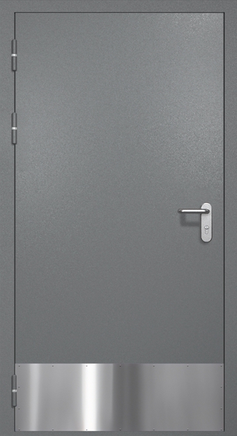 Однопольная противопожарная дверь EI-60 с отбойником, окрас по RAL 7001 Однопольная противопожарная дверь EI-60 с отбойником, окрас по RAL 7001