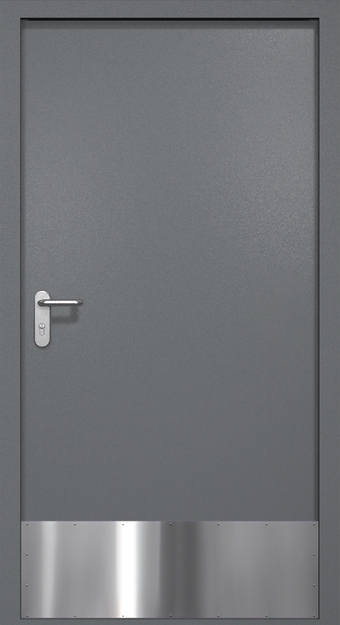 Однопольная противопожарная дверь EI-60 с отбойником, окрас по RAL 7001 Однопольная противопожарная дверь EI-60 с отбойником, окрас по RAL 7001