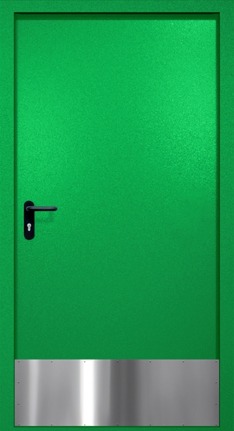 Однопольная противопожарная дверь EI-60 с отбойником, окрас по RAL 6037 Однопольная противопожарная дверь EI-60 с отбойником, окрас по RAL 6037