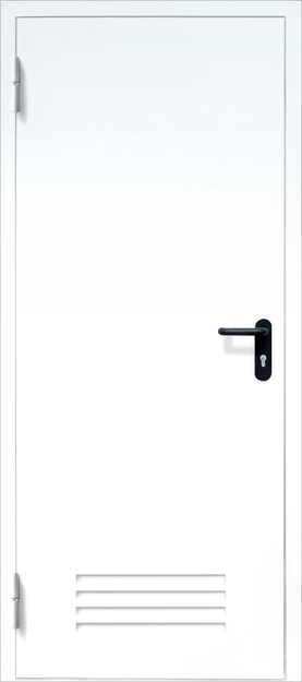 Однопольная противопожарная дверь EI-60 с вентиляцией, окрас по RAL 9003 Однопольная противопожарная дверь EI-60 с вентиляцией, окрас по RAL 9003