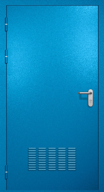 Однопольная противопожарная дверь EI-60 с вентиляцией, окрас по RAL 5002 Однопольная противопожарная дверь EI-60 с вентиляцией, окрас по RAL 5002