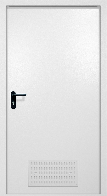 Однопольная противопожарная дверь EI-60 с вентиляцией, окрас по RAL 9003 Однопольная противопожарная дверь EI-60 с вентиляцией, окрас по RAL 9003