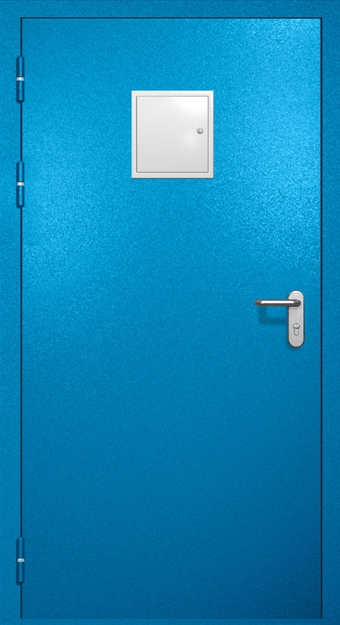 Однопольная противопожарная дверь EI-60 со стыковочным узлом сверху, окрас по RAL 5002 Однопольная противопожарная дверь EI-60 со стыковочным узлом сверху, окрас по RAL 5002