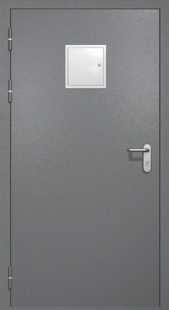 Однопольная противопожарная дверь EI-60 со стыковочным узлом сверху, окрас по RAL 7001 Однопольная противопожарная дверь EI-60 со стыковочным узлом сверху, окрас по RAL 7001