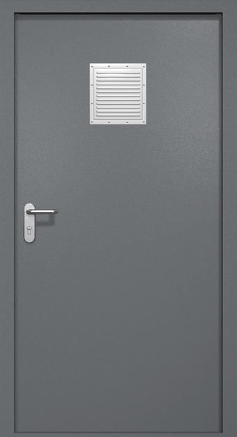 Однопольная противопожарная дверь EI-60 со стыковочным узлом сверху, окрас по RAL 7001 Однопольная противопожарная дверь EI-60 со стыковочным узлом сверху, окрас по RAL 7001