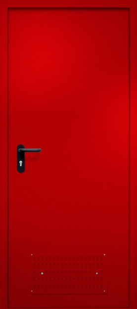 Однопольная противопожарная дверь EI-60 с вентиляцией, окрас по RAL 3003 Однопольная противопожарная дверь EI-60 с вентиляцией, окрас по RAL 3003