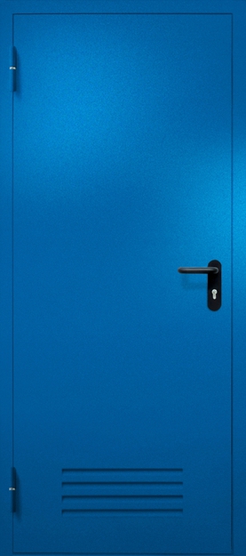 Однопольная противопожарная дверь EI-60 с вентиляцией, окрас по RAL 5002 Однопольная противопожарная дверь EI-60 с вентиляцией, окрас по RAL 5002